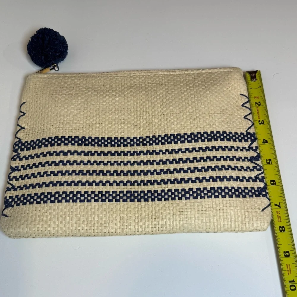 Mud Pie Cream and Navy Straw Makeup Cases- Three Various Sizes